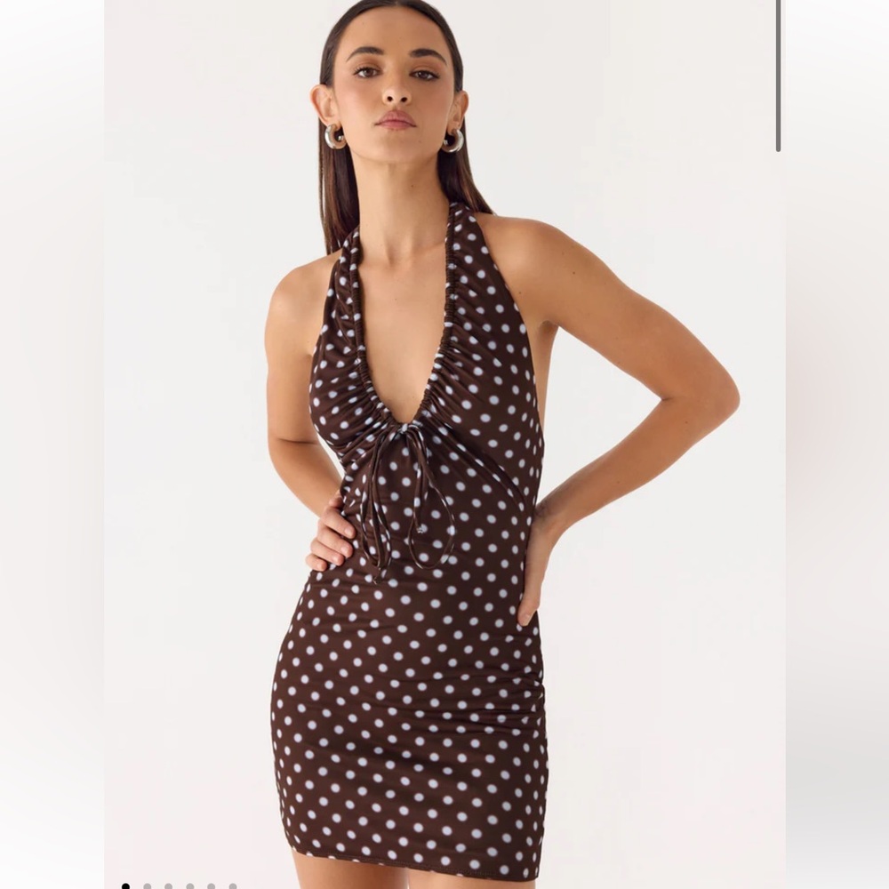 Peppermayo Exclusive - chocolate blue dot mini dress - XS